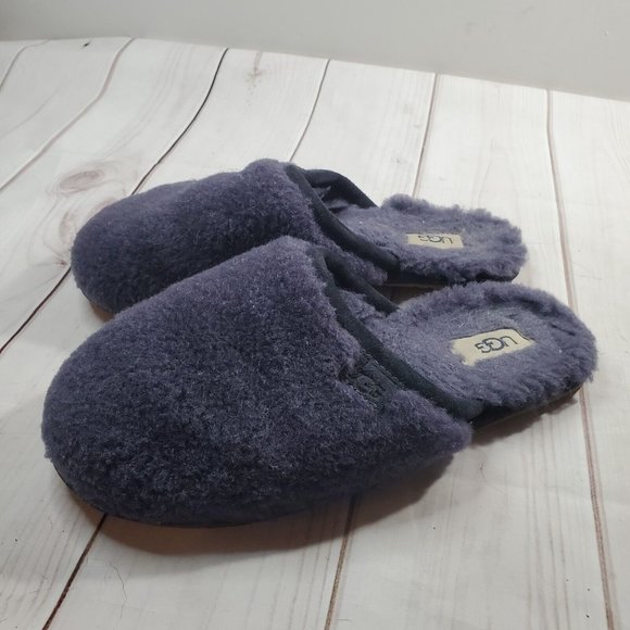 Ugg Flufette Slippers Shoes 8 Womens Plush Shearling Slip On Blue 1102594 - Picture 4 of 10